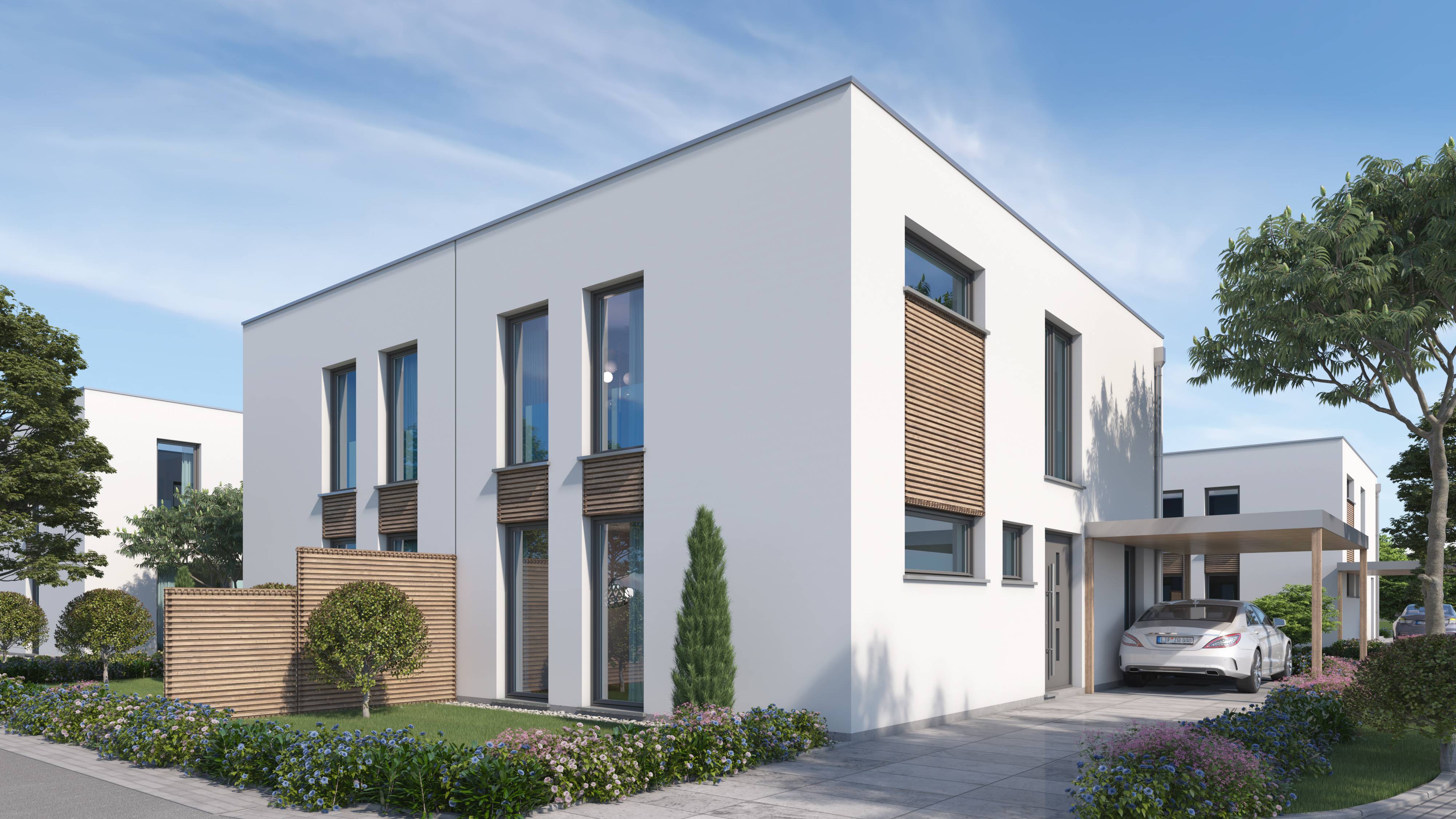 Visualierung der Doppelhaushälften in der Jöllheide Bielefeld.