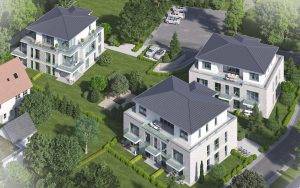 Visualisierung des Projektes Milser Heide, Neubau von 3 Mehrfamilienhäusern.