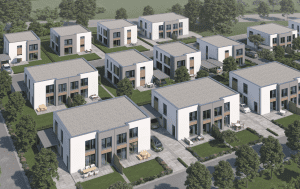 Bild, das eine Visualisierung des 2. Bauabschnittes der Baugebietes Jöllheide in Bielefeld zeigt.